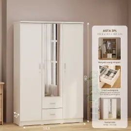 PIRA METROPOLIS OX -  ASTA 3PL LEMARI PAKAIAN 3 PINTU warna WHITE - PIRA METROPOLIS OX - foto 1
