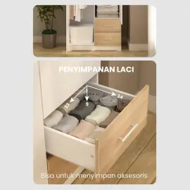 PIRA METROPOLIS - ALANA 2PL A LEMARI PAKAIAN 2 PINTU warna WHITE - PIRA METROPOLIS - foto 4