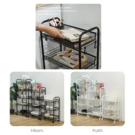 PIRA - GUMI MKT3 RAK TROLI / RAK SERBAGUNA / RAK BESI 3/ 4/ 5 SUSUN DENGAN RODA warna WHITE - PIRA - foto 5