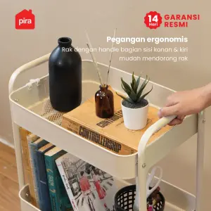 PIRA - YUKI MKT3 RAK TROLI / RAK PENYIMPANAN / RAK SERBAGUNA / RAK BESI 3 SUSUN DENGAN RODA warna CREAM - PIRA - foto 4