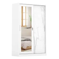 PIRA - CATTA A 120A N MWDSL LEMARI PAKAIAN BESI SLIDING / PINTU GESER warna LIGHT MARBLE - WHITE - PIRA - foto 2