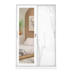 PIRA - CATTA A 120A N MWDSL LEMARI PAKAIAN BESI SLIDING / PINTU GESER warna LIGHT MARBLE - WHITE - PIRA - foto 6