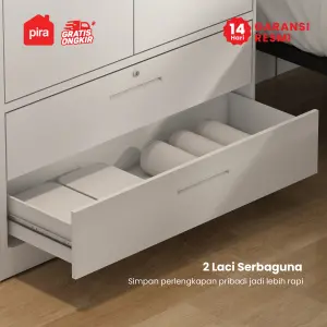 PIRA - STEEL 4P 2BDR MWD LEMARI PAKAIAN BESI 4 PINTU / LEMARI BAJU / LEMARI BESI JUMBO DENGAN 2 LACI DAN RAK DISPLAY warna WHITE - PIRA - foto 4