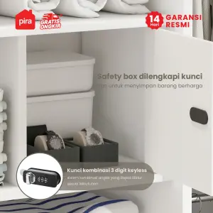 PIRA - STEEL 4P 2BDR MWD LEMARI PAKAIAN BESI 4 PINTU / LEMARI BAJU / LEMARI BESI JUMBO DENGAN 2 LACI DAN RAK DISPLAY warna WHITE - PIRA - foto 6