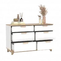 PIRA METROPOLIS -  BEN CH3+3 LEMARI LACI 3+3 SUSUN / KABINET warna PRO OAK - WHITE - PIRA METROPOLIS - foto 14