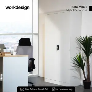 WORKDESIGN BURO MBC 2 RAK BUKU BESI / LEMARI ARSIP KANTOR warna WHITE - WORKDESIGN - foto 1