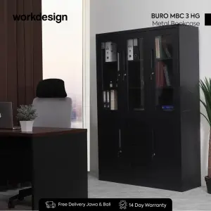 WORKDESIGN BURO MBC 3 HG RAK BUKU BESI / LEMARI ARSIP KANTOR warna BLACK - WORKDESIGN - foto 1
