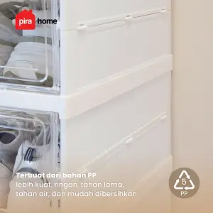 PIRA - KAMA PSR RAK SEPATU LIPAT 1 PINTU / KOTAK SEPATU TRANSPARAN / RAK SEPATU SUSUN TERTUTUP warna WHITE - PIRA - foto 9