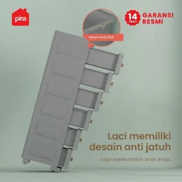 PIRA METROPOLIS - FUKU PCH3 LEMARI LACI / LACI PLASTIK / LEMARI SUSUN PLASTIK / LEMARI BAYI / LEMARI PAKAIAN ANAK warna GREY - PIRA METROPOLIS - foto 6