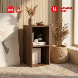 PIRA METROPOLIS - HAKO SU 2X1 RAK 2 SUSUN / RAK SUSUN SERBAGUNA / RAK BUKU warna BROWN WALNUT - PIRA METROPOLIS - foto 1