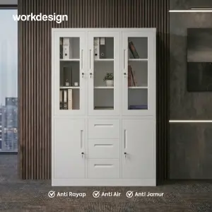 WORKDESIGN BURO AVA MBC 3 HG RAK BUKU BESI / LEMARI ARSIP KANTOR warna WHITE - WORKDESIGN - foto 2