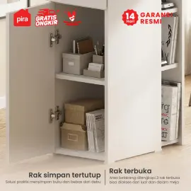 PIRA OX - NOAH DK MEJA KERJA / MEJA BELAJAR warna WHITE SM - PRO OAK - PIRA - foto 3