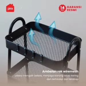 PIRA -  MIKU MKT3 RAK TROLI / RAK PENYIMPANAN / RAK SERBAGUNA / RAK BESI 3 SUSUN DENGAN RODA warna BLACK - PIRA - foto 3
