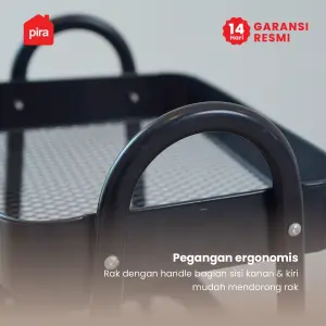 PIRA -  MIKU MKT3 RAK TROLI / RAK PENYIMPANAN / RAK SERBAGUNA / RAK BESI 3 SUSUN DENGAN RODA warna BLACK - PIRA - foto 4