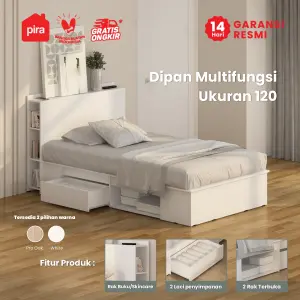 PIRA - MORGAN BD 120 DIPAN / RANJANG / TEMPAT TIDUR DENGAN LACI PENYIMPANAN warna WHITE - PIRA - foto 1