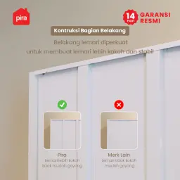 PIRA - CATTA AVA 90 MWDSL LEMARI PAKAIAN BESI SLIDING / PINTU GESER warna LIGHT MARBLE - WHITE - PIRA - foto 2