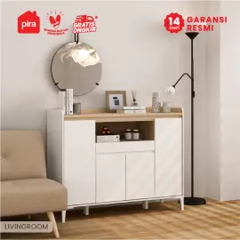 PIRA METROPOLIS OX -  HIRO SB121 BUFET / LEMARI DAPUR / KABINET DAPUR / MEJA TV / SIDEBOARD / RAK SERBAGUNA warna WHITE - PRO OAK - PIRA METROPOLIS OX - foto 4