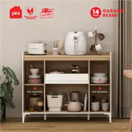 PIRA METROPOLIS OX -  HIRO SB121 BUFET / LEMARI DAPUR / KABINET DAPUR / MEJA TV / SIDEBOARD / RAK SERBAGUNA warna WHITE - PRO OAK - PIRA METROPOLIS OX - foto 3