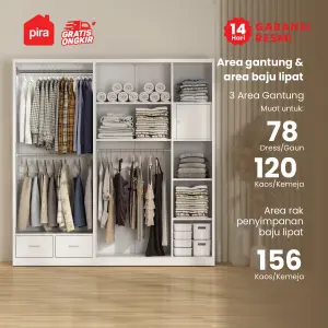 PIRA -  CATTA 5P FGD MWD LEMARI PAKAIAN BESI 5 PINTU DENGAN LACI DAN LED warna WHITE - PIRA - foto 3