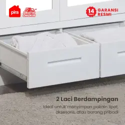 PIRA -  CATTA 5P FGD MWD LEMARI PAKAIAN BESI 5 PINTU DENGAN LACI DAN LED warna WHITE - PIRA - foto 5