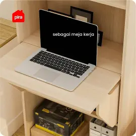 PIRA WORK - ROYCE DK60 MEJA BELAJAR / MEJA KERJA LIPAT / RAK BUKU warna PRO OAK - PIRA WORK - foto 3