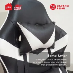 PIRA - X-WING GC V2 KURSI GAMING DENGAN SANDARAN KAKI DAN FITUR MASSAGE / PIJAT warna BLACK - WHITE - BLACK - PIRA - foto 2