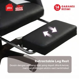 PIRA - X-WING GC V2 KURSI GAMING DENGAN SANDARAN KAKI DAN FITUR MASSAGE / PIJAT warna BLACK - WHITE - BLACK - PIRA - foto 5