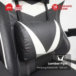 PIRA - X-WING GC V2 KURSI GAMING DENGAN SANDARAN KAKI DAN FITUR MASSAGE / PIJAT warna BLACK - WHITE - BLACK - PIRA - foto 3