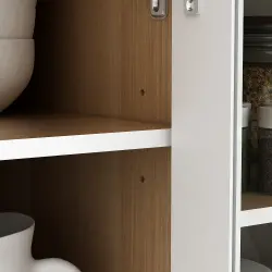PIRA METROPOLIS OX - ARUNA KC WU120G RB RAK DAPUR / RAK GANTUNG DAPUR / KITCHEN SET ATAS 3 PINTU KACA DENGAN RAK BUMBU warna WHITE - PRO OAK - PIRA METROPOLIS OX - foto 7