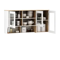 PIRA METROPOLIS OX - ARUNA KC WU120G RB RAK DAPUR / RAK GANTUNG DAPUR / KITCHEN SET ATAS 3 PINTU KACA DENGAN RAK BUMBU warna WHITE - PRO OAK - PIRA METROPOLIS OX - foto 5