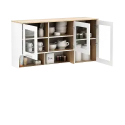 PIRA METROPOLIS OX - ARUNA KC WU120G RB RAK DAPUR / RAK GANTUNG DAPUR / KITCHEN SET ATAS 3 PINTU KACA DENGAN RAK BUMBU warna WHITE - PRO OAK - PIRA METROPOLIS OX - foto 6