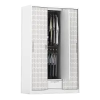 PIRA - KELSEY 3A SSL MWD LEMARI PAKAIAN BESI 3 PINTU SLIDING / PINTU GESER warna WHITE - PIRA - foto 5