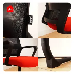 PIRA WORK - REY VC KURSI HADAP / KURSI MEETING / KURSI KERJA / KURSI KANTOR warna BLACK - RED - PIRA WORK - foto 6