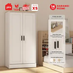 PIRA METROPOLIS -  YORK BLS60 LEMARI PAKAIAN KECIL 2 PINTU / LEMARI BAJU FULL RAK warna WHITE - PRO OAK - PIRA METROPOLIS - foto 1