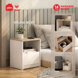 PIRA METROPOLIS OX - ARUNA NS35 MEJA NAKAS / MEJA SUDUT / MEJA SAMPING warna WHITE - PRO OAK - PIRA METROPOLIS - foto 1