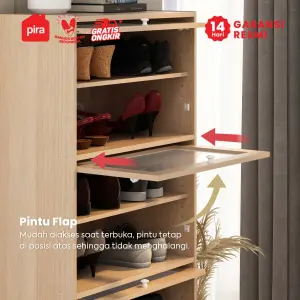 PIRA METROPOLIS -  KORYU SR60 RAK SEPATU / LEMARI SEPATU / RAK SERBAGUNA warna PRO OAK - PIRA METROPOLIS - foto 7