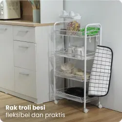 PIRA - GUMI MKT4 RAK TROLI / RAK SERBAGUNA / RAK BESI 3/ 4/ 5 SUSUN DENGAN RODA warna WHITE - PIRA - foto 2