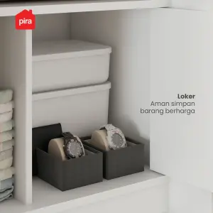 PIRA METROPOLIS OX -  ARUNA 3PS LK LEMARI PAKAIAN 3 PINTU / LEMARI BAJU FULL RAK DENGAN LOKER PENYIMPANAN warna WHITE - PIRA METROPOLIS OX - foto 7