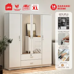 PIRA METROPOLIS OX -  ASTA 4PL A LEMARI PAKAIAN 4 PINTU DENGAN LACI warna WHITE - PIRA METROPOLIS - foto 1