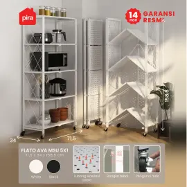 PIRA - FLATO AVA MSU 5X1 RAK DAPUR LIPAT SERBAGUNA / RAK BESI 5 SUSUN warna WHITE - PIRA - foto 1