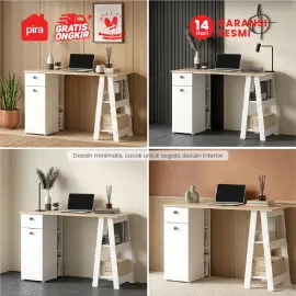PIRA OX - NOAH DK MEJA KERJA / MEJA BELAJAR warna WHITE SM - PRO OAK - PIRA - foto 6