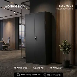 WORKDESIGN BURO AVA MBC 2 RAK BUKU BESI / LEMARI ARSIP KANTOR warna BLACK - WORKDESIGN - foto 1