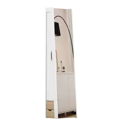 PIRA - SADA DS40 CERMIN BERDIRI FULL BODY DENGAN LACI DAN RAK JILBAB / RAK PAKAIAN warna WHITE SM - PRO OAK - PIRA - foto 7