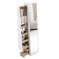 PIRA - SADA DS40 CERMIN BERDIRI FULL BODY DENGAN LACI DAN RAK JILBAB / RAK PAKAIAN warna WHITE SM - PRO OAK - PIRA - foto 8