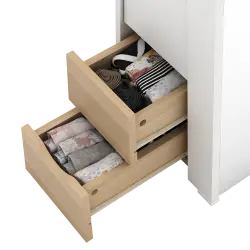 PIRA - SADA DS40 CERMIN BERDIRI FULL BODY DENGAN LACI DAN RAK JILBAB / RAK PAKAIAN warna WHITE SM - PRO OAK - PIRA - foto 9