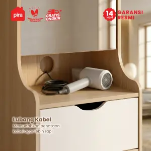 PIRA METROPOLIS OX - FUJI DS40 MEJA RIAS / CERMIN FULL BODY / MEJA RIAS MINIMALIS warna PRO OAK - WHITE - PIRA - foto 5