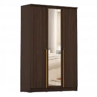 PIRA METROPOLIS -  YONA AVA 3PS LEMARI PAKAIAN 3 PINTU DENGAN LEBIH BANYAK RAK warna AMERICAN WALNUT - GOLD HAIRLINE - PIRA METROPOLIS - foto 6