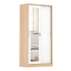 PIRA - ASHTON A 90A MWDSL LEMARI PAKAIAN BESI SLIDING / GESER MOTIF KAYU warna LIGHT ASH - WHITE - PIRA - foto 6