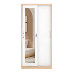 PIRA - ASHTON A 90A MWDSL LEMARI PAKAIAN BESI SLIDING / GESER MOTIF KAYU warna LIGHT ASH - WHITE - PIRA - foto 7