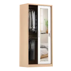 PIRA - ASHTON A 90A MWDSL LEMARI PAKAIAN BESI SLIDING / GESER MOTIF KAYU warna LIGHT ASH - WHITE - PIRA - foto 8